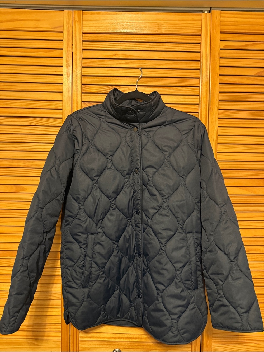 Women’s Quilted Diamond-Pattern Puffer Jacket - Navy